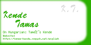 kende tamas business card